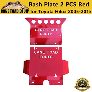 Image of 3mm Red Bash Plate Front Sump Guard for Toyota Hilux 2005-2015 SR SR5 2PCS 