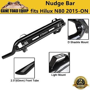 Image of Slim Nudge Bar fits Toyota Hilux N80 2015-Onwards Light Bar Powder Coated Black