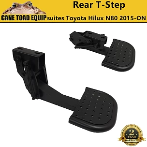 Image of Rear Ute Tub Step suites Toyota Hilux N80 N70 2005-On 4WD Heavy Duty Folding Side T-Step
