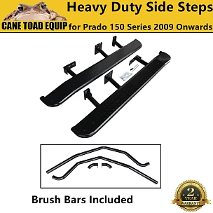 Image of Heavy Duty Side Steps Prado 150 Series Rock Slider+Brush Bars Steel fit 2009 Onwards