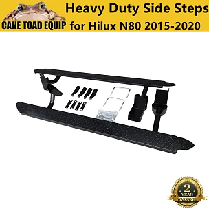 Image of Heavy Duty Steel Side Steps Rock Slider for Toyota Hilux N80 2015-2022 Dual Cab