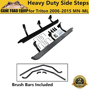 Image of Heavy Duty Steel Side Steps Rock Slider+Brush Bars for Mitsubishi Triton ML MN 2005-15