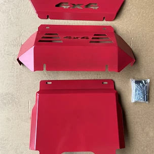 Image of 3mm Bash Plates 3pc Front Sump Guard for Toyota Hilux 2015+ N80 Underbody Protection  Red 4X4 